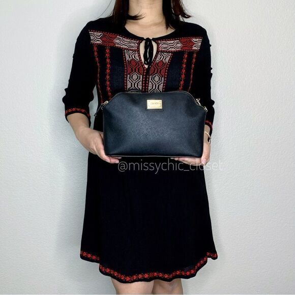 Calvin Klein Black Saffiano Top Zip Chain Crossbody Bag - Picture 3 of 12